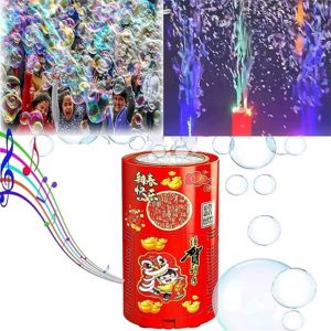 Portable Firework Bubble Machine with with Light & Music for Birthday Parties and Events