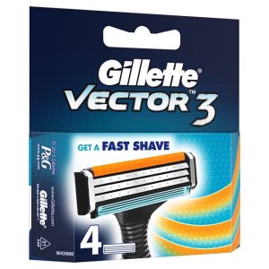 Gillette Vector 3 Manual Shaving Razor Blades (Cartridge) - Pack of 4