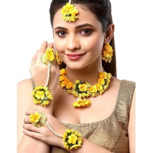 Floral Yellow Flowers Necklace Set for Festive functions