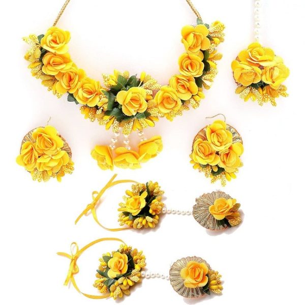 Floral Yellow Flowers Necklace Set for Festive functions - Image 2