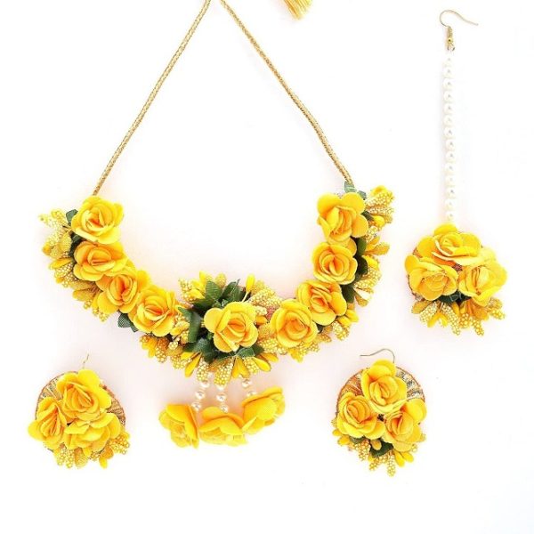 Floral Yellow Flowers Necklace Set for Festive functions - Image 4