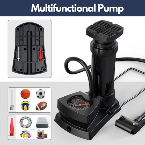 Portable Tyre inflator pump with Pressure Gauge for Bike, Car, Cycle and Football - Image 3