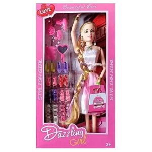 Dazzling Girl Stylish Long Hair Doll Set for Kids