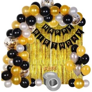 Birthday party decoration combo (Gold Black)