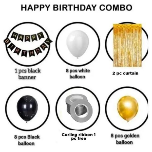 Birthday party decoration combo (Gold Black) - Image 2