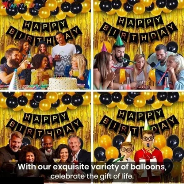 Birthday party decoration combo (Gold Black) - Image 4