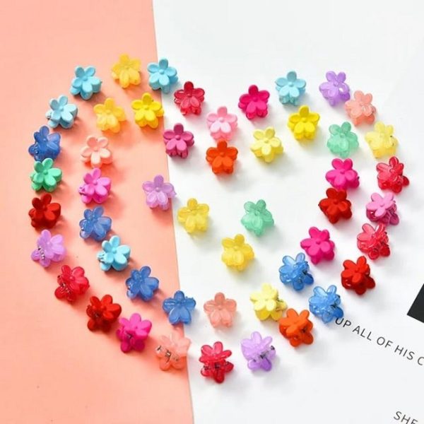 Pack of 10 Colorful Mini Hair Clips for Girls (Random color & Design) - Image 2