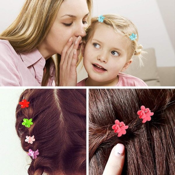 Pack of 10 Colorful Mini Hair Clips for Girls (Random color & Design) - Image 4