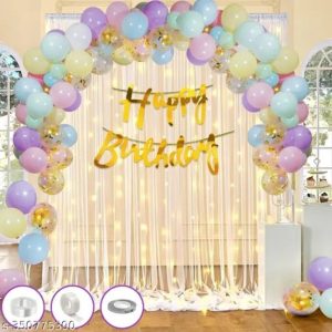 Birthday party decoration combo with Curtain & LED light (BPDC6)