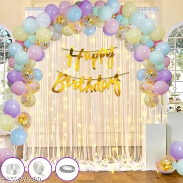 Birthday party decoration combo with Curtain & LED light (BPDC6)