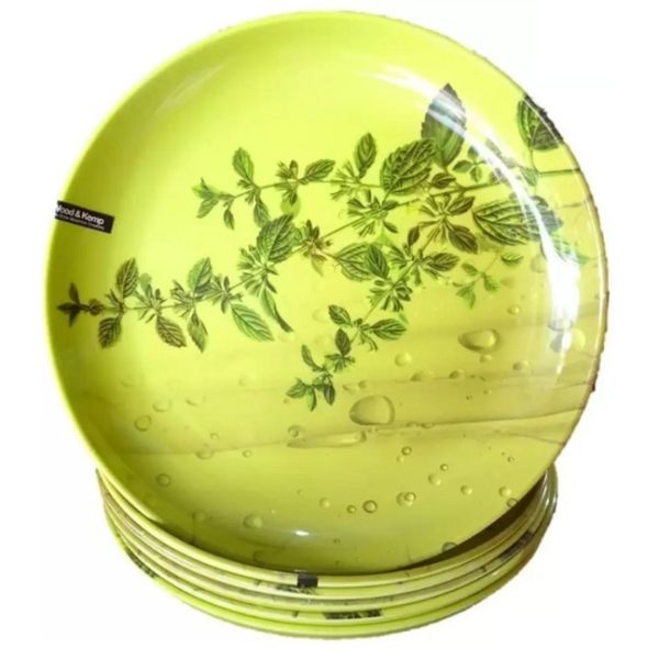 Melamine Pudina Leaf Plates 8 Piece Combo Set  (4 Full Plate + 4 Half Plate) - 10.5 inch & 8 inch - Image 4