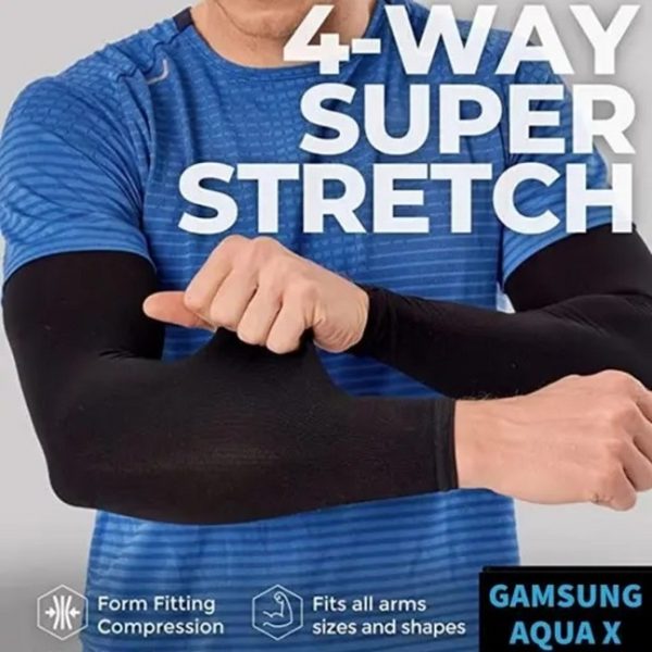 Gamsung Unisex black UV protection arm sleeves with cooling effect and high stretch capacity