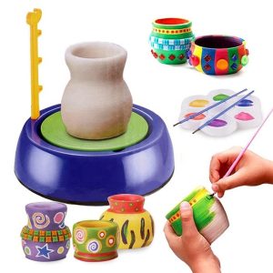 Kids Pottery Wheel Kit Set- Battery Operated Pottery Wheel & Painting Kit for Beginners with Modeling Clay, Sculpting Clay & Tools