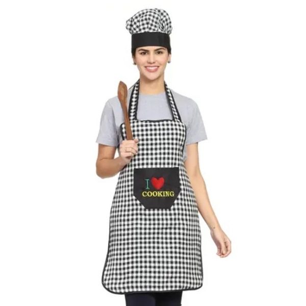 I love Cooking Apron without cap (1 piece random color) - Image 4