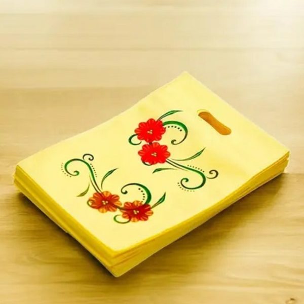 Non-woven 10*14 Inch Flower pattern D-Cut Bags for Gifting / Return gift / Grocery (Pack of 20) - Image 2