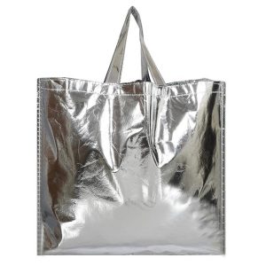 Non-Woven Silver Shopping Bag / Travel Tote Bag / Gift Bag with handle