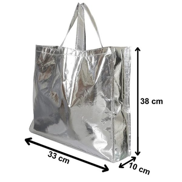 Non-Woven Silver Shopping Bag / Travel Tote Bag / Gift Bag with handle - Image 3