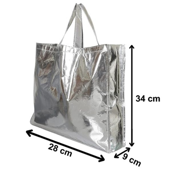 Non-Woven Silver Shopping Bag / Travel Tote Bag / Gift Bag with handle - Image 4