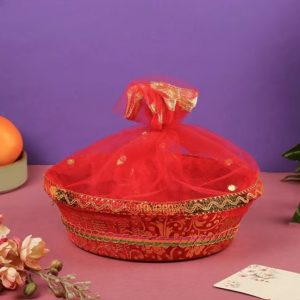 Handmade Decorated Fruit / Snacks Gift  Basket with Readymade Net Packing (12 inch)