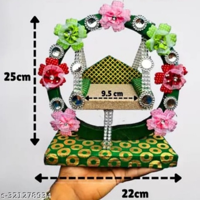 Laddu Gopal Wooden Swing / Krishna Jhula (Size 0-2) - 25 cm x 22 cm - Image 4