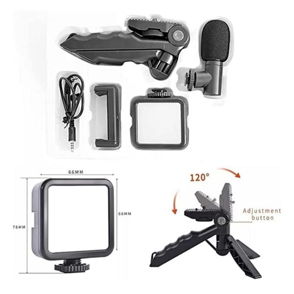AY-19 Vlogging / Video Making kit with Shotgun Microphone, Selfie Light and Tripod Stand - Image 2