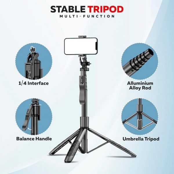L16 Long Premium Selfie Stick with Tripod Stand and detachable remote - Image 2