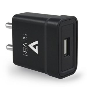 Seven 2.1 Amp USB Fast Charger for Android and iOS Devices (Black)