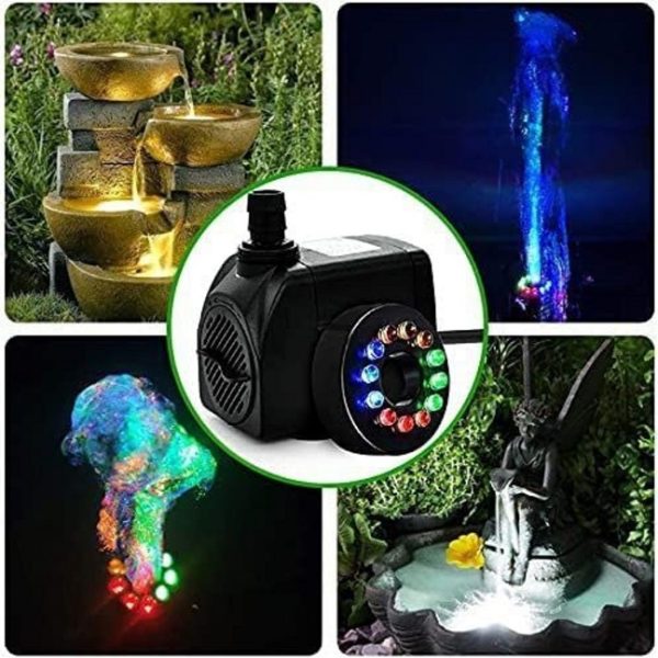 10 Watt Fountain Water Pump with 12 LED Light for Aquarium - Image 2