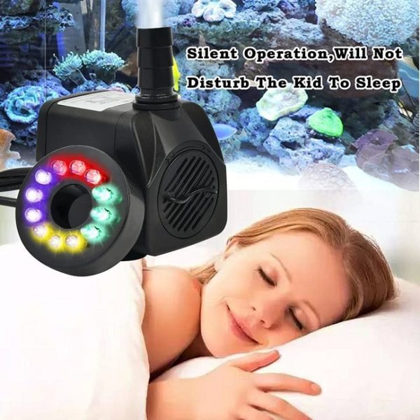 10 Watt Fountain Water Pump with 12 LED Light for Aquarium - Image 4