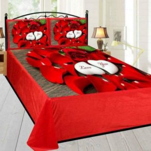 300 TC King Size Velvet Double Bedsheet with 2 pillow covers
