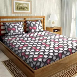 Zesture 120 TC Cotton Double Bedsheet with 2 pillow covers