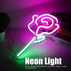 Rose Flower Shape Cool Neon Light for Home Decor / Bed Room