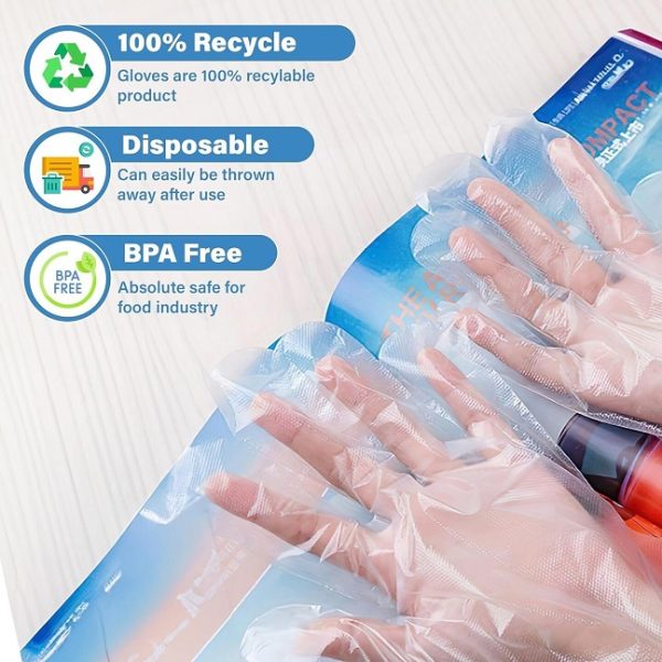 Disposable Transparent Hand Gloves (Pack of 100) - Image 3
