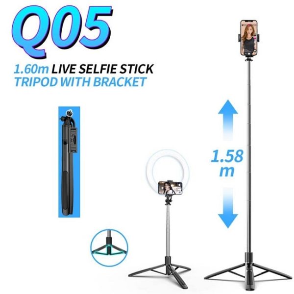 Q05 Model Extra-Long Selfie Stick with Tripod Stand (61 inch/156 cm) - Image 2