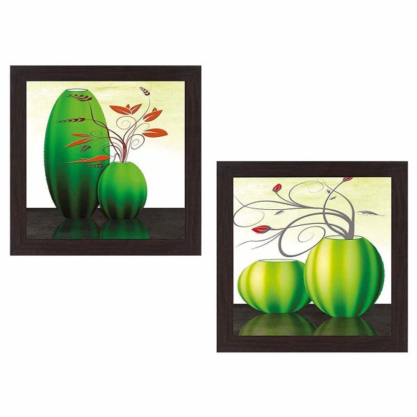 Set of 2 Wall Hanging Paintings - Flower and Pot - Image 2