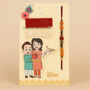 Royal Elephant Beaded Rakhi with Roli & Chawal