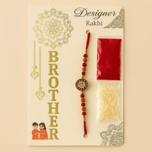 Brother Rudraksha Beaded Rakhi with Roli & Chawal