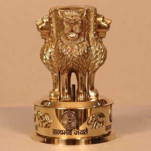 Brass Satyamev Jayete National Emblem Desk Paper Weight / Showpiece (7 Inch)