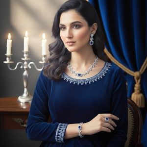The Empress Blue Sovereign Necklace Suite (5 Piece)