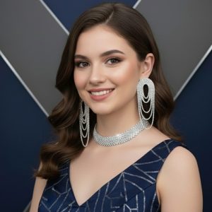 Twilight Shine Necklace Set With Drape Earrings