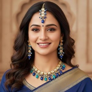 Imperial Blue Radiance Choker with Uncut Faux Kundan Jewels