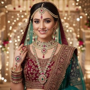 Imperial Bride Magenta Green Jewelry Set (9 Piece)