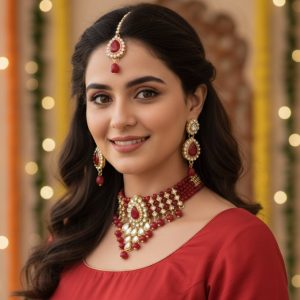 Heirloom Red Pearl Ensemble Necklace Set