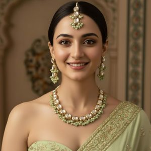 Tarashti Green Choker with Uncut Faux Kundan Jewels