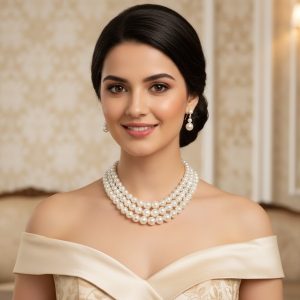 Triple Strand Grandeur Pearl Necklace Set