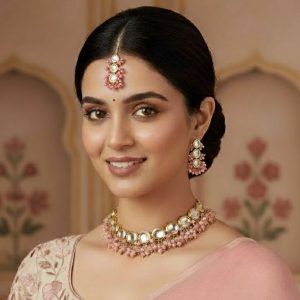 Tarashti Pink Choker with Uncut Faux Kundan Jewels