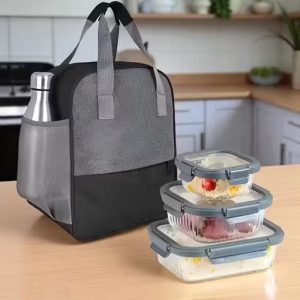 Lunch Bag for School Collage Office & Picnic (Random Color)