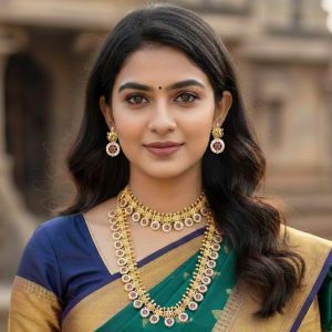 Royal Double Step Flower Temple Necklace Set