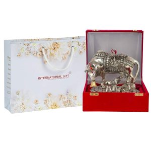 Silver Kamdhenu Cow with Laddu Gopal with Gift Box Packing