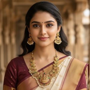 Divine Maa Laxmi Gold Temple Necklace Set